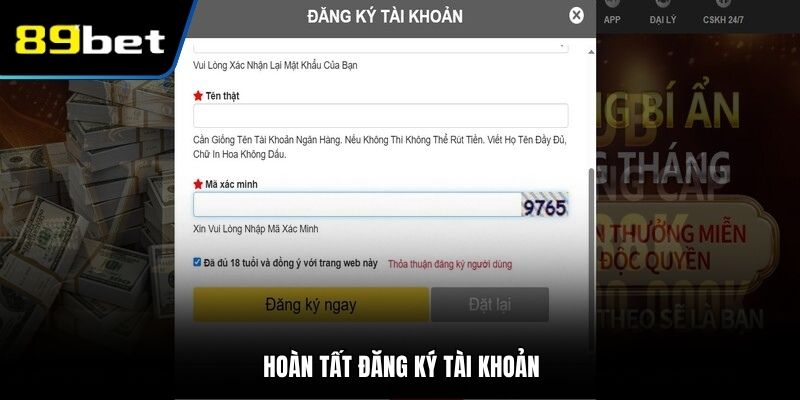Hoàn tất đăng ký tài khoản